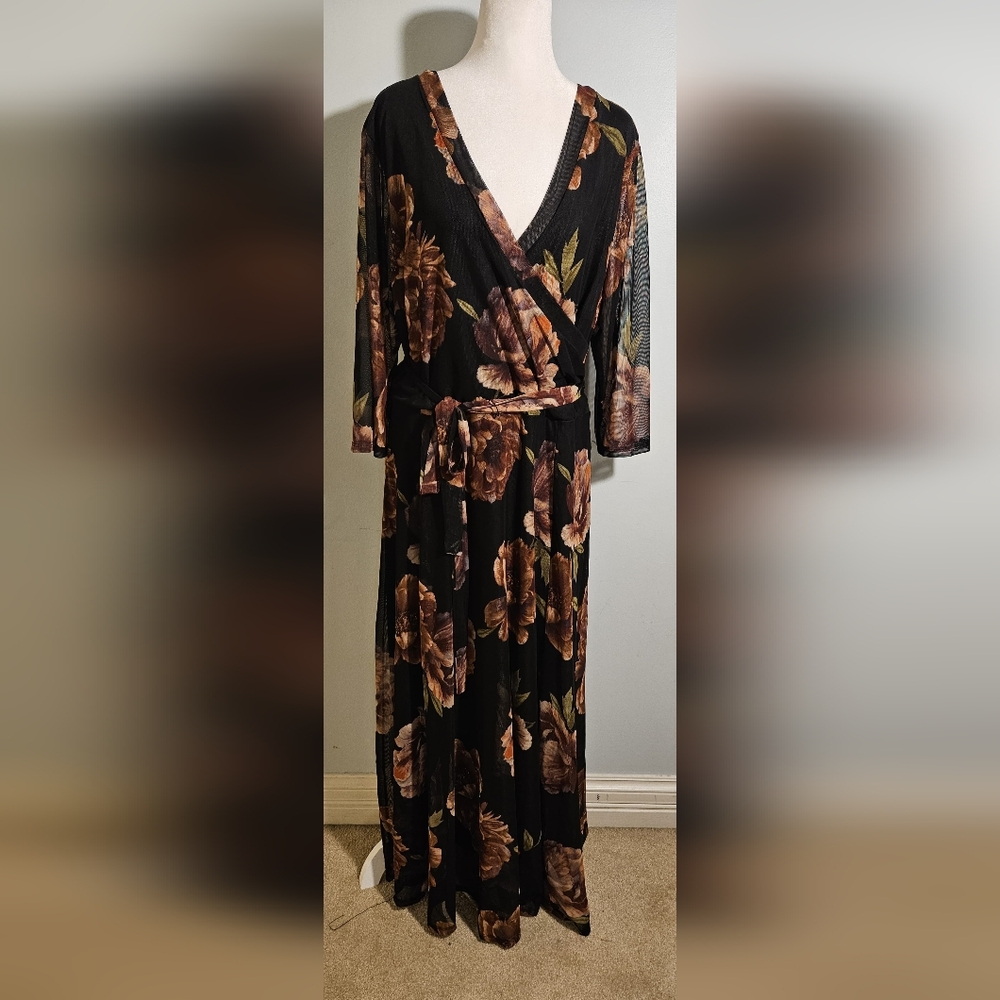 Floral Black and Brown Women's Dress